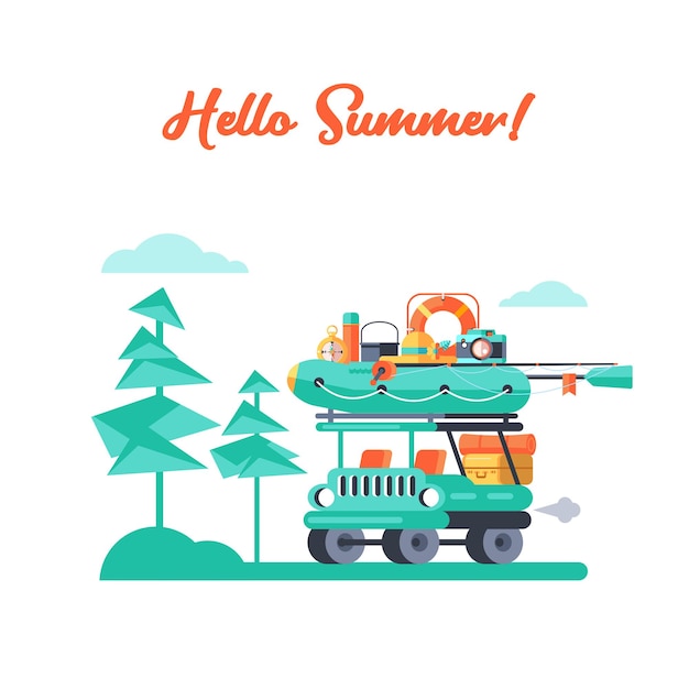 Camping. summer outdoor recreation. vector illustration.