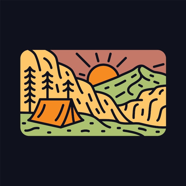 Camping and sunrise mountain graphic illustration vector art tshirt design