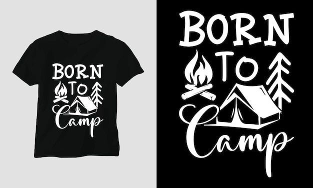 Camping SVG Design with Camp, Tent, Mountain, Jangle, Tree, Ribbon, Hiking silhouette