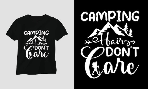 キャンプ、テント、山、ジャングル、木、リボン、ハイキング シルエットのキャンプ SVG デザイン