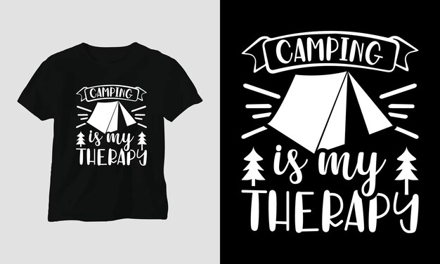 Vector camping svg design with camp, tent, mountain, jangle, tree, ribbon, hiking silhouette