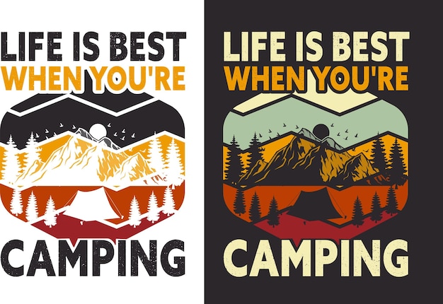 캠핑 애호가를위한 캠핑 T 셔츠 디자인 번들 Tshirt 디자인