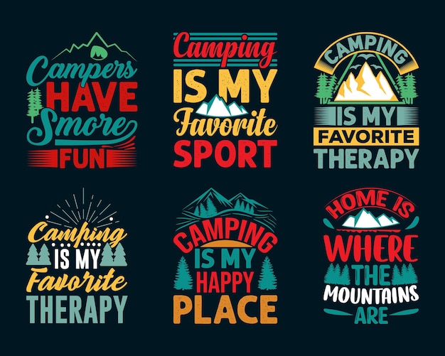 Camping t-shirt design bundle