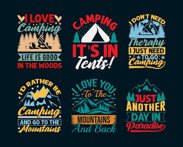 Vector camping t-shirt design bundle