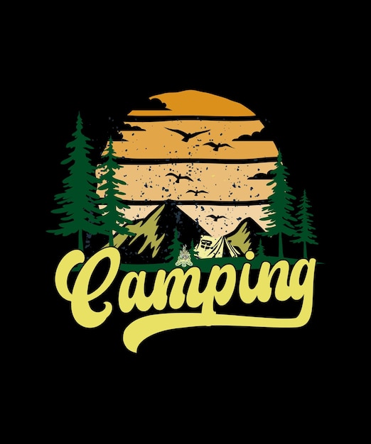 Camping T-Shirt Design Graphic, Nature, Outdoors, Adventure, Summer Camp,