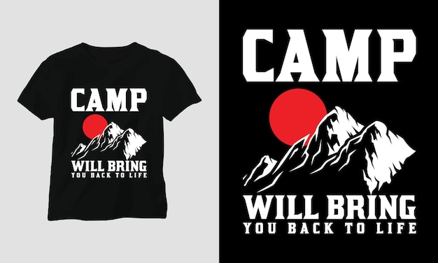 Camping t-shirt design template, print-ready file vector file