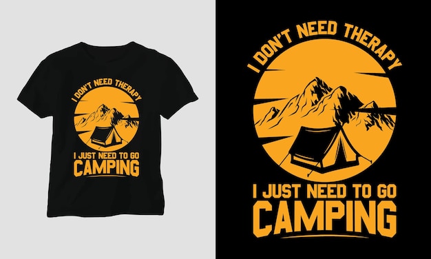 Camping T-shirt ontwerp vector. Beste gebruik voor T-Shirt, mag, sticker, muurmat, enz.