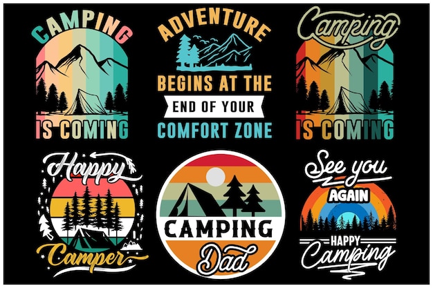 Camping t-shirt ontwerp vector. Kampeervector. Berg t-shirt ontwerp