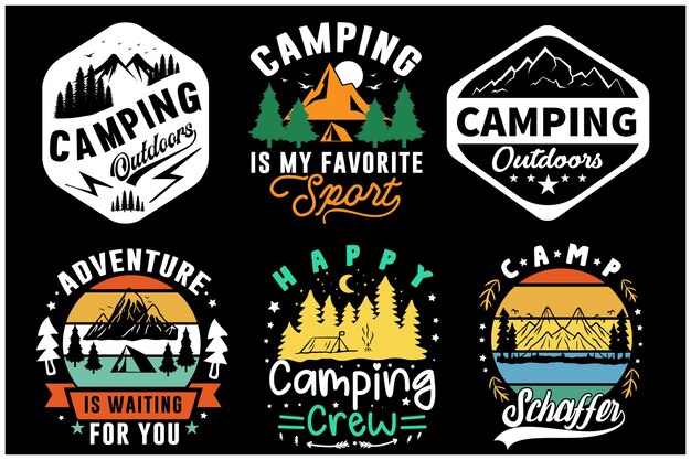 Camping t-shirt ontwerp vector. kampeervector. berg t-shirt ontwerp