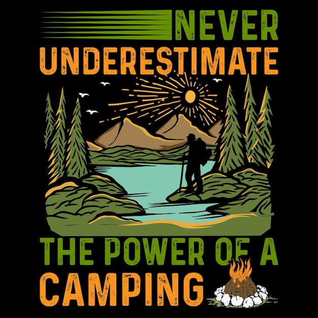 Camping t-shirt ontwerp