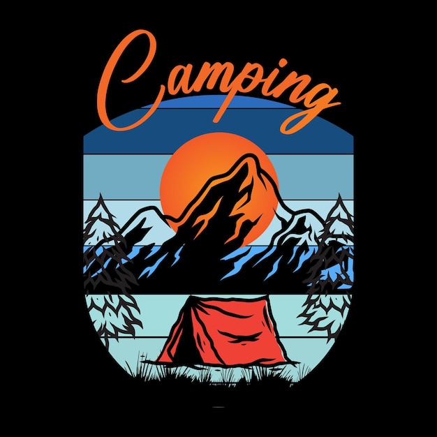 Camping t-shirt ontwerp