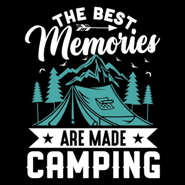 Camping t-shirt ontwerpbundel, kampeerpersoneel, kampeertenten, outdoor t-shirts, grafisch vectorelement