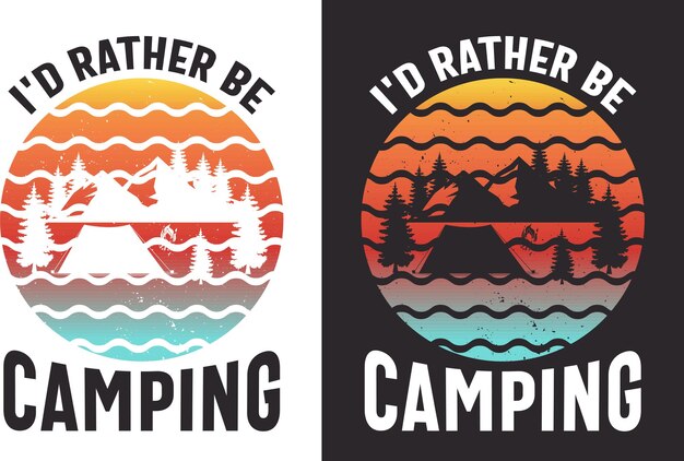 Camping T-shirt ontwerpbundel T-shirtontwerp voor kampeerliefhebbers