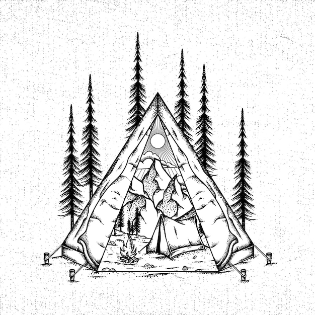 Camping Tent Berg Illustratie