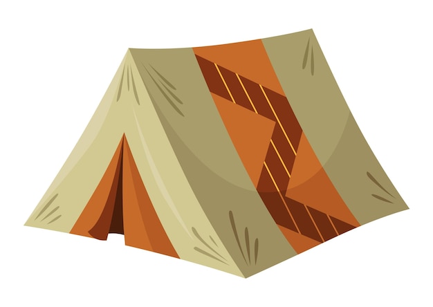 Camping tent cartoon icon Sport or travel touristic marquee house for outdoor recreation and hiking adventure Colorful campsite tented shelter Vector tourist equipment