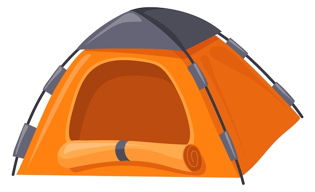Camping tent cartoon icoon outdoor toeristische onderdak geïsoleerd op een witte achtergrond