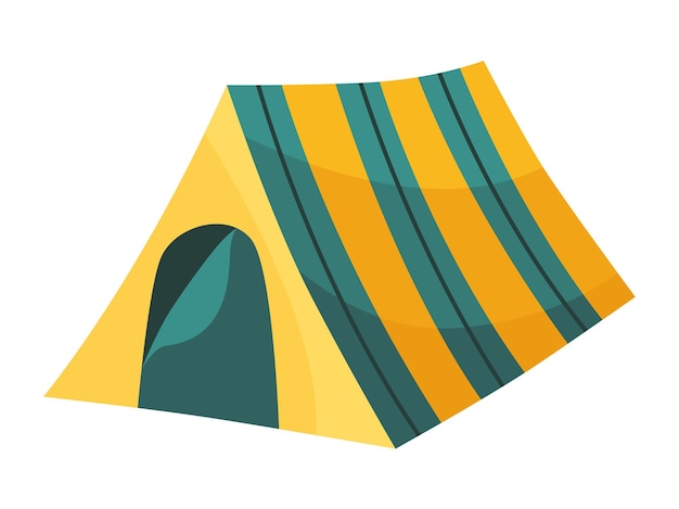 Camping tent cartoon icoon Sport of reizen toeristisch tenthuis voor openluchtrecreatie en wandelavontuur Kleurrijke camping tenten onderdak Vector toeristische uitrusting