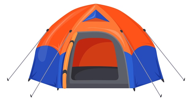 Vector camping tent icon cartoon colorful fabric dome