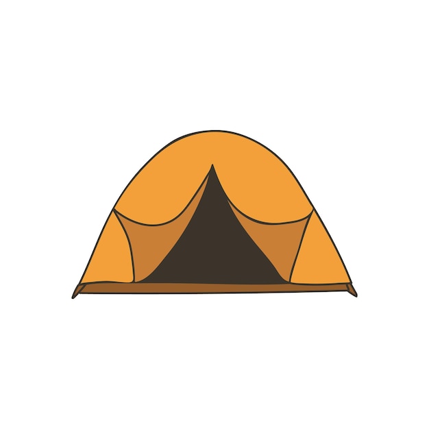 Camping tent kleurrijke doodle illustratie in vector