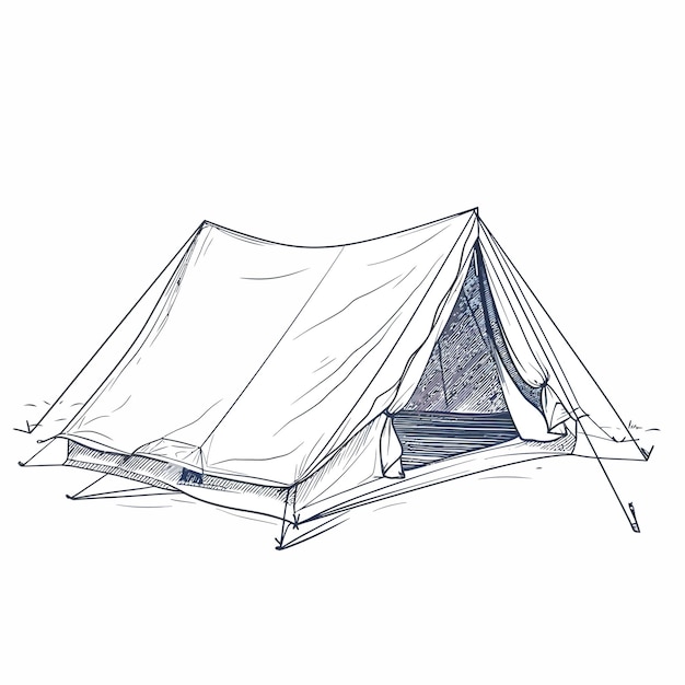 Вектор camping_tent_outline_drawing_on_white_background (на белом фоне)