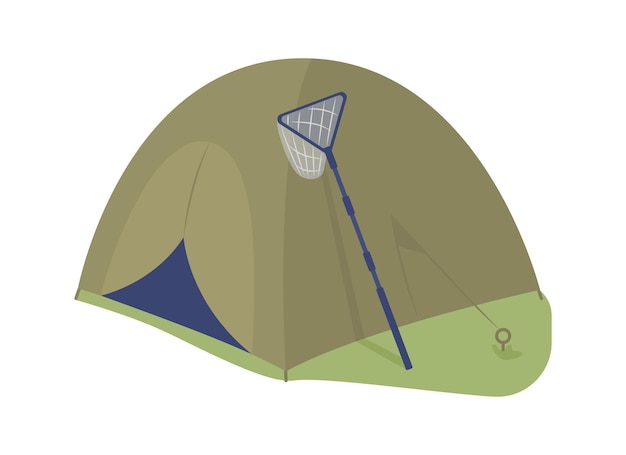 Camping tent semi-egale kleur vector-object