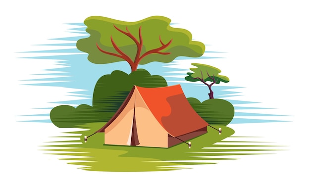 트레커와 하이커의 캠핑 텐트  ⁇ 터 일러스트레이션