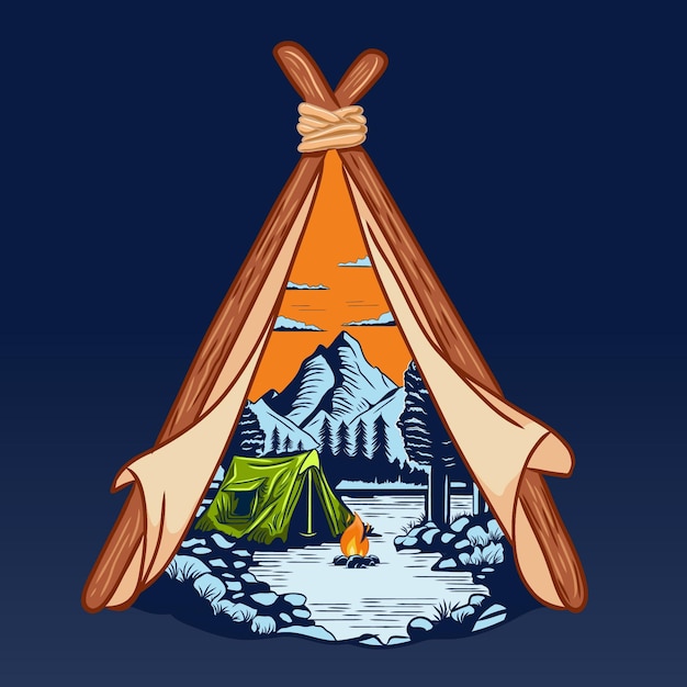 Vector camping tent vector illustration