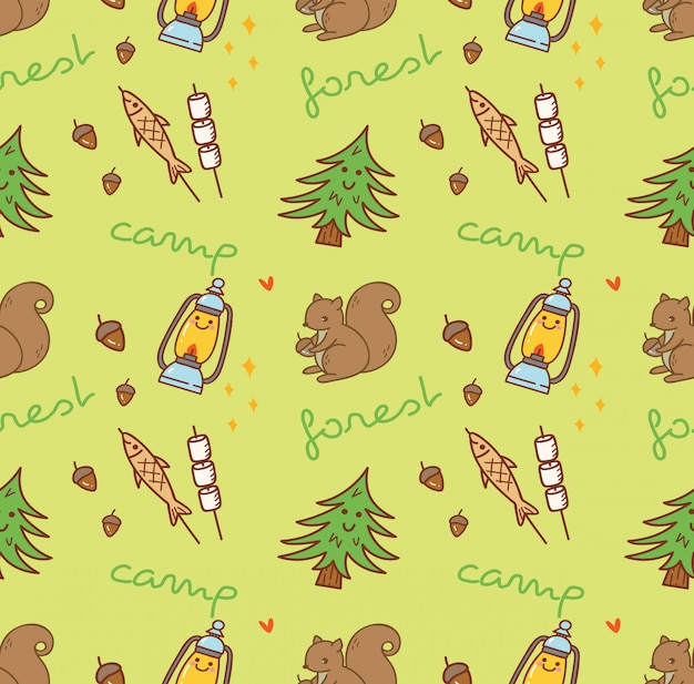 camping themed seamless background