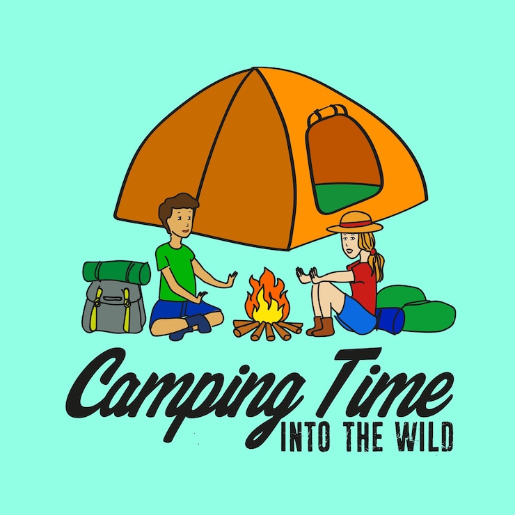 camping tijd illustratie in het wild