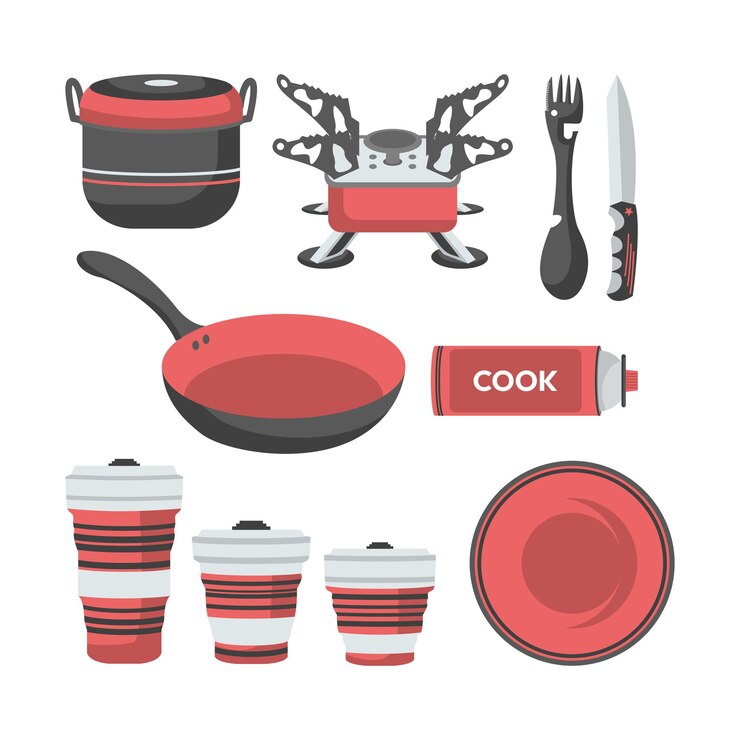 Vector camping tool element vector with flat design style
