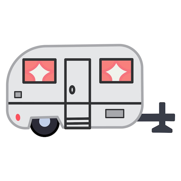 Camping trailer in cartoon style