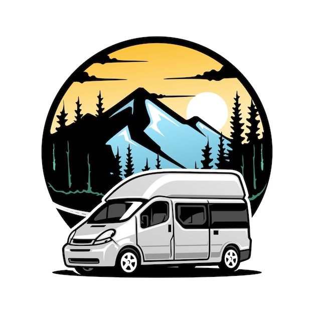 Camping and travel car illustration logo vector