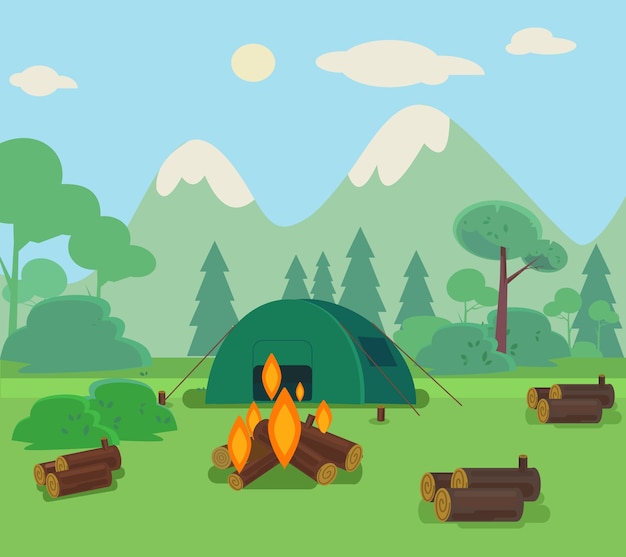 Camping travel illustration