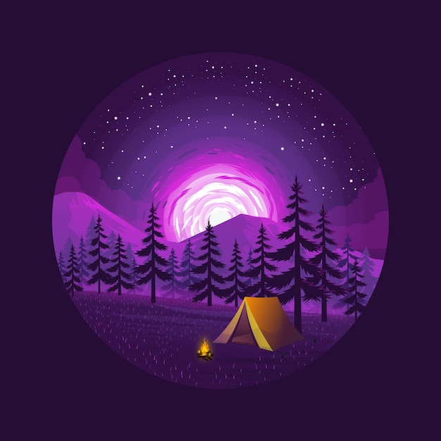 Vector camping travel landscape vector illustration logo design