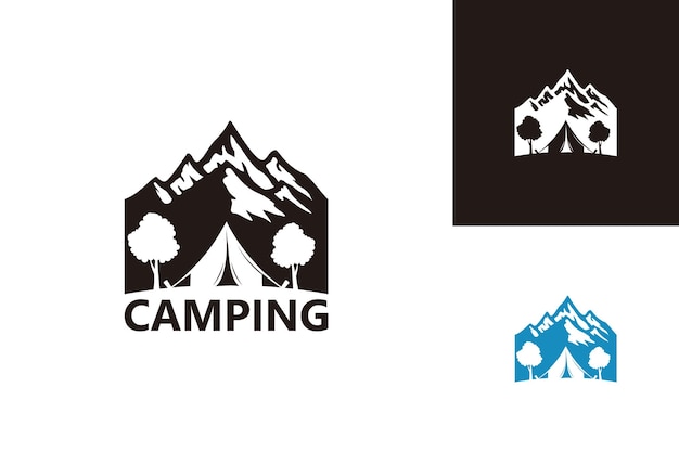 Campeggio viaggio logo template design vector emblem design concept simbolo creativo icon