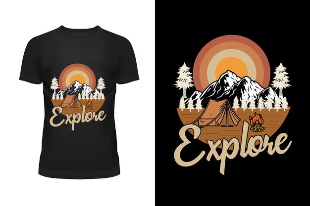 Vector camping tshirt design or campfire or vintage camping tshirt