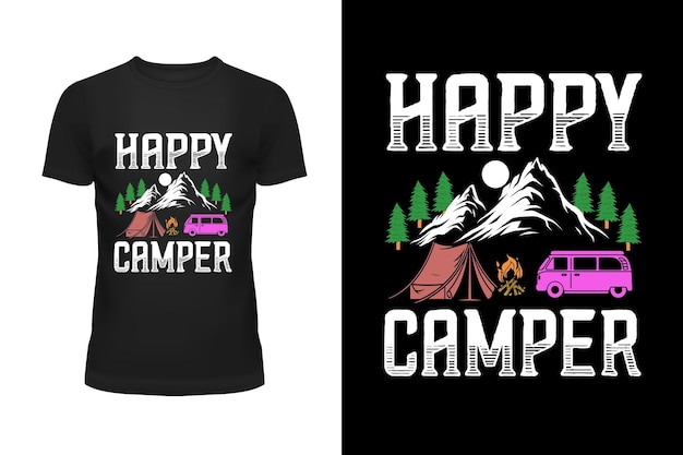 Vettore camping tshirt design o falò o maglietta da campeggio vintage