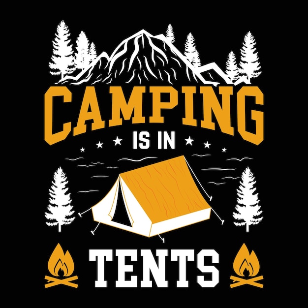 Camping tshirt design Camping retro vintage vector tshirt design tshirt design voor kampliefhebbers