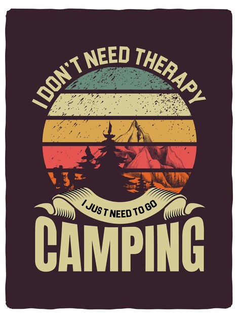 Camping tshirt design template