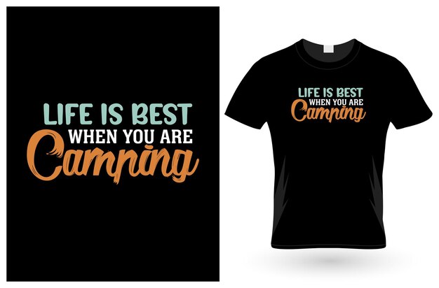 Camping typografie t-shirt ontwerpsjabloon