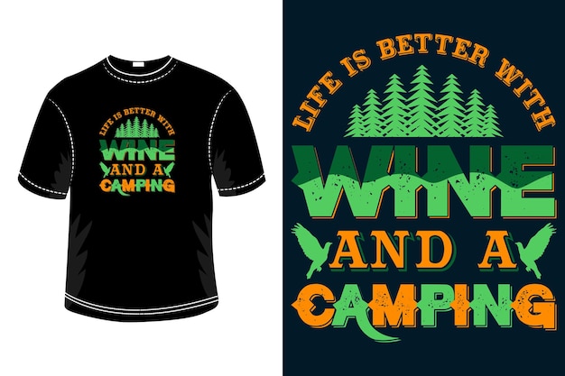 Camping typography t shirt design template camping quote design