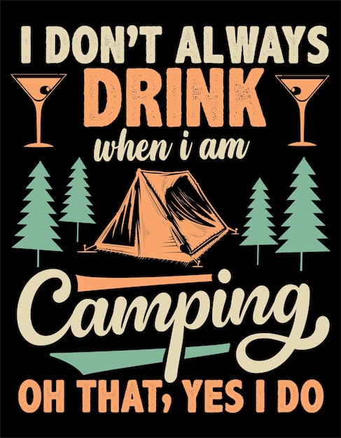 Camping typography vector tshirt design graphic element illustration
