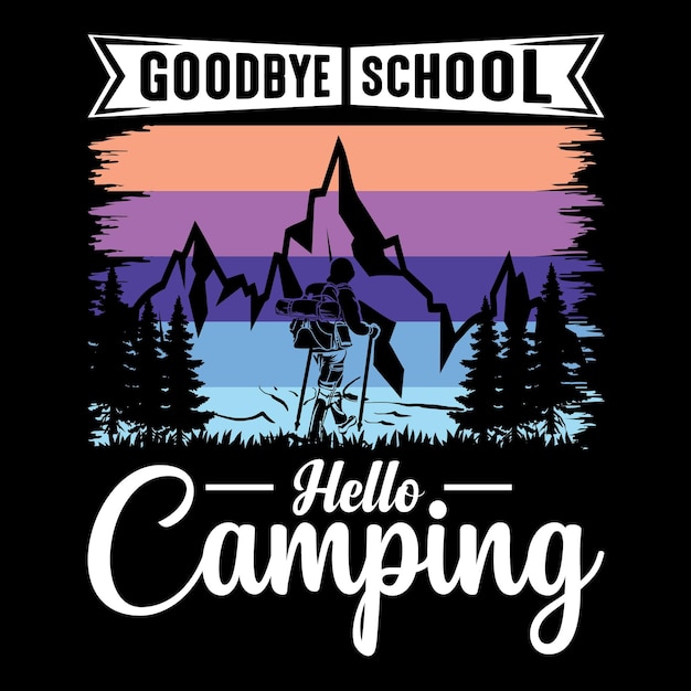 Camping typography vector tshirt design illustration vintage artwork