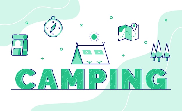 Camping typography word art background