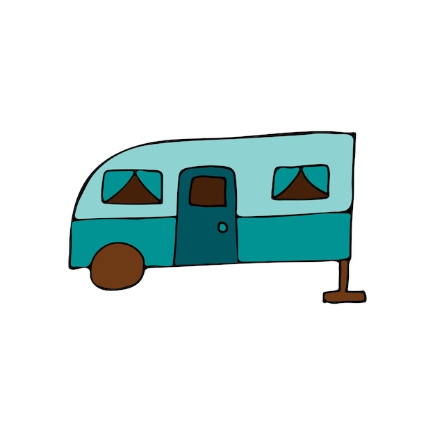 Camping van colorful doodle illustration in vector Camping van colorful in vector