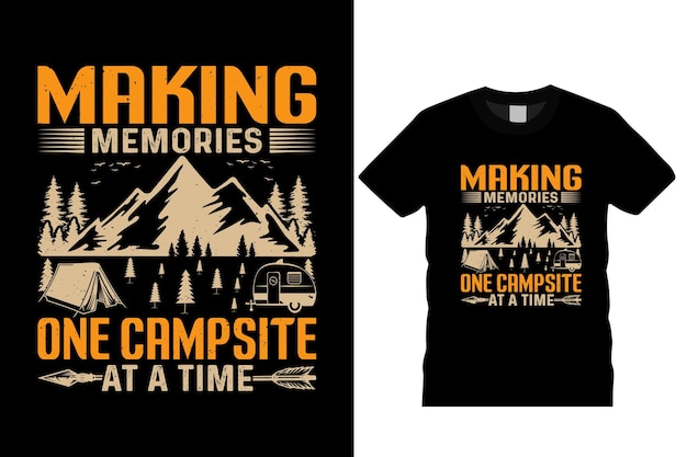 캠핑 벡터 및 캠핑 티셔츠 디자인 사전 타이포그래피 트리 맥주 모닥불 셔츠