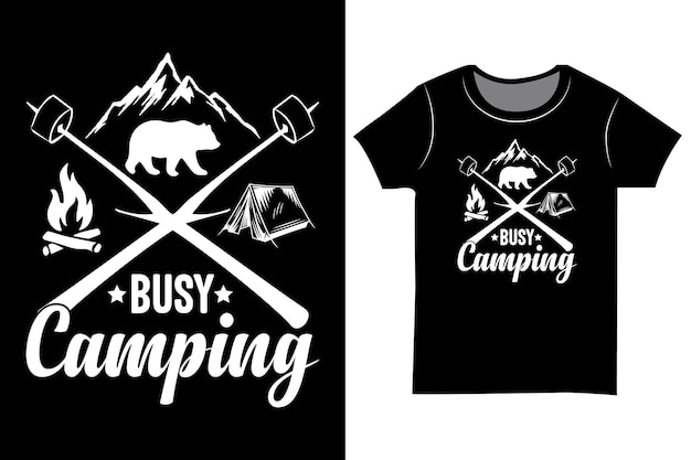 Camping vector grafische t-shirt Mountain kampvuur wandelen geschenk shirt