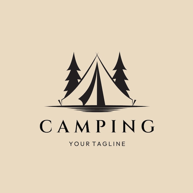 Camping vintage logo icon and symbol with emblem vector illustration design