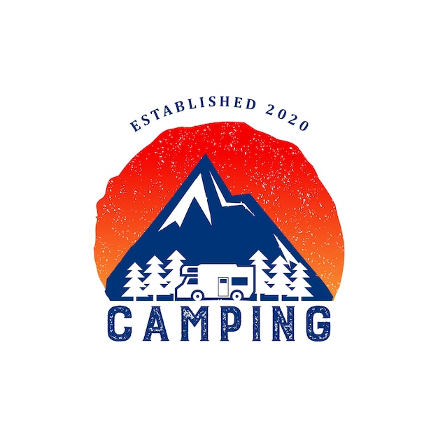 camping vintage with gradation color logo  template