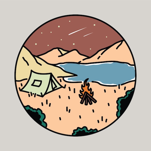 Camping vreugdevuur grafische illustratie vector kunst tshirt ontwerp